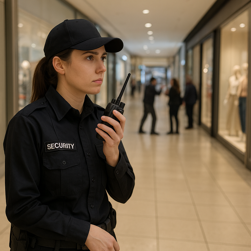 girl working secuity guard 