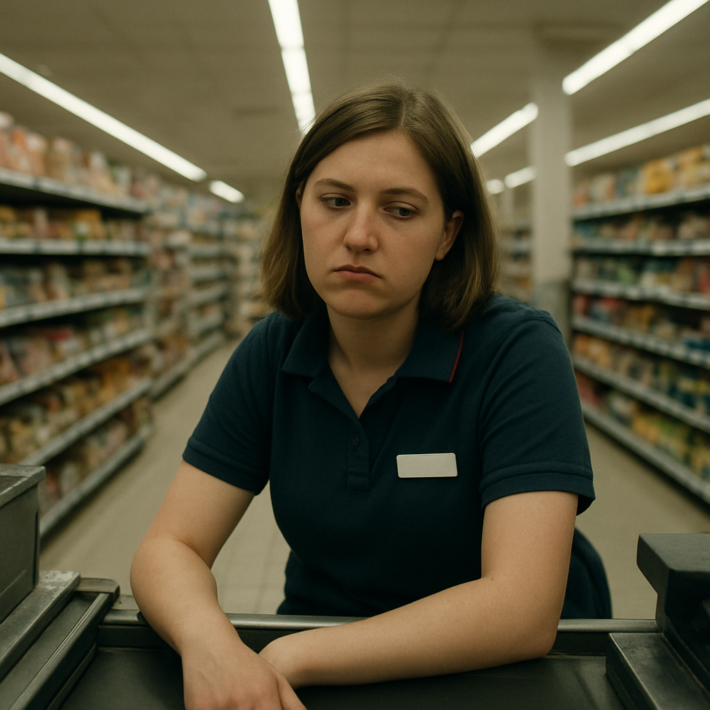 woman working at maxi supermarket