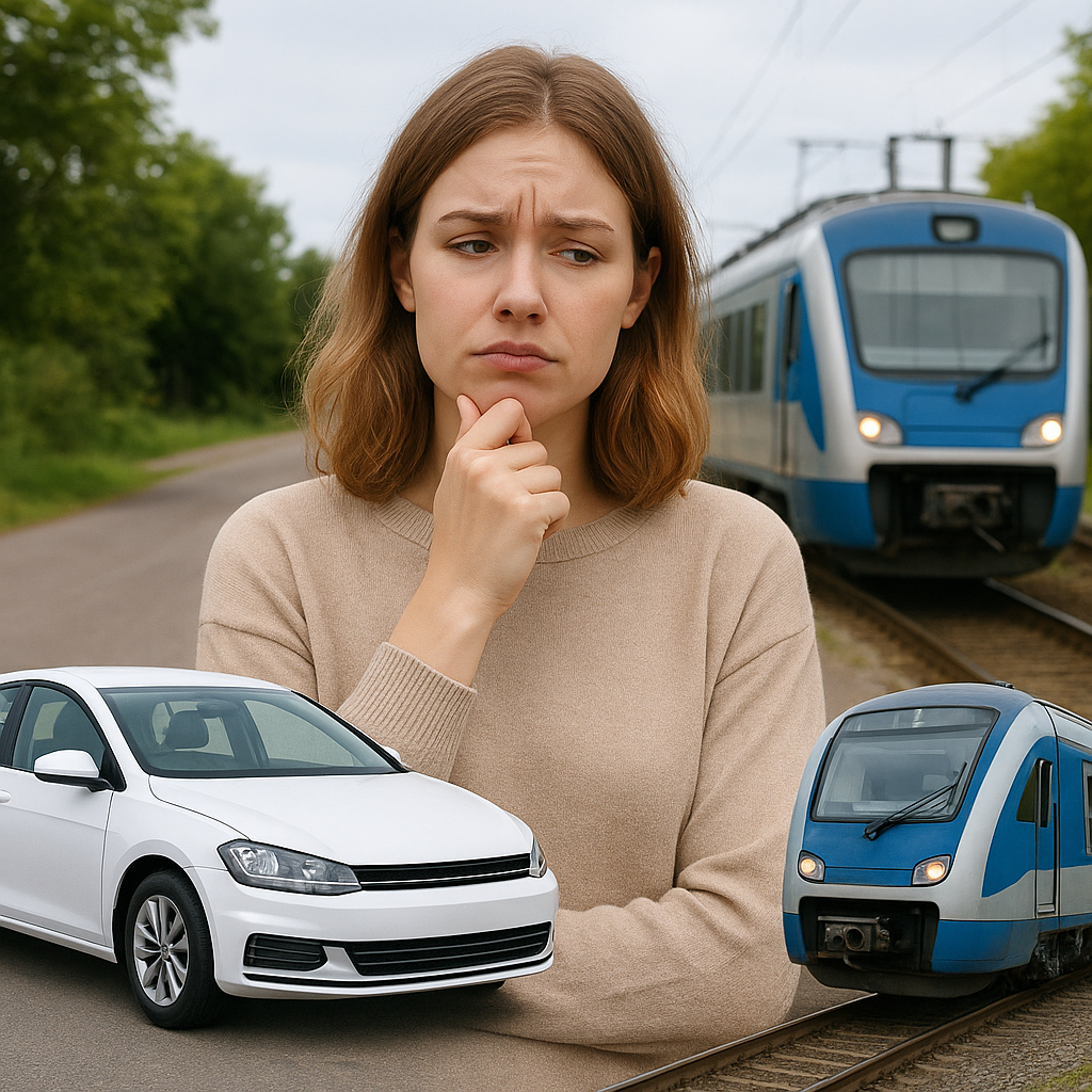 a girl who is debating on her transport