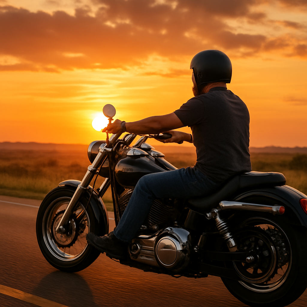 guy riding out into the sunset