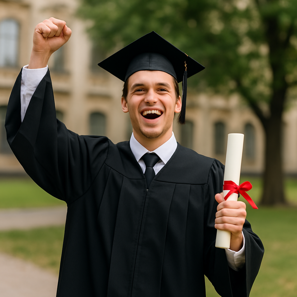 guy finishing university