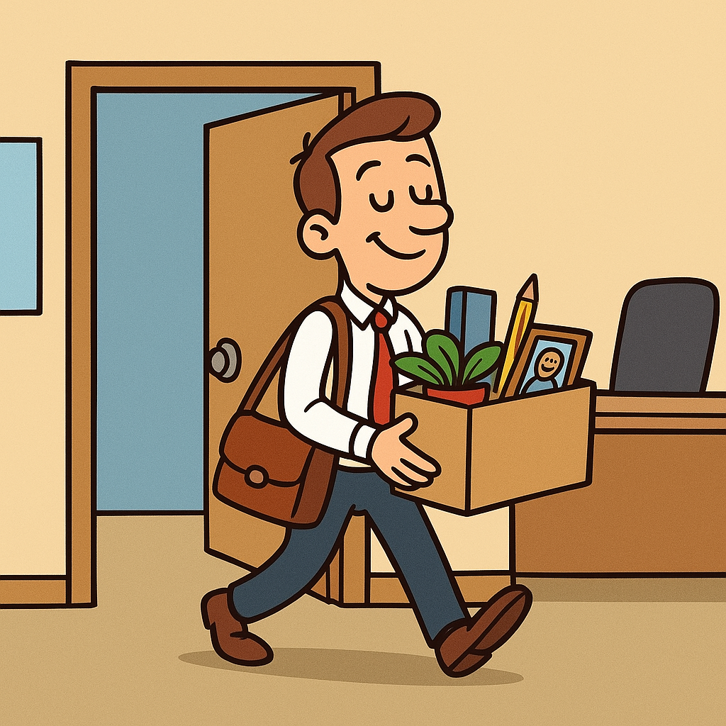 person leaving office box belongings