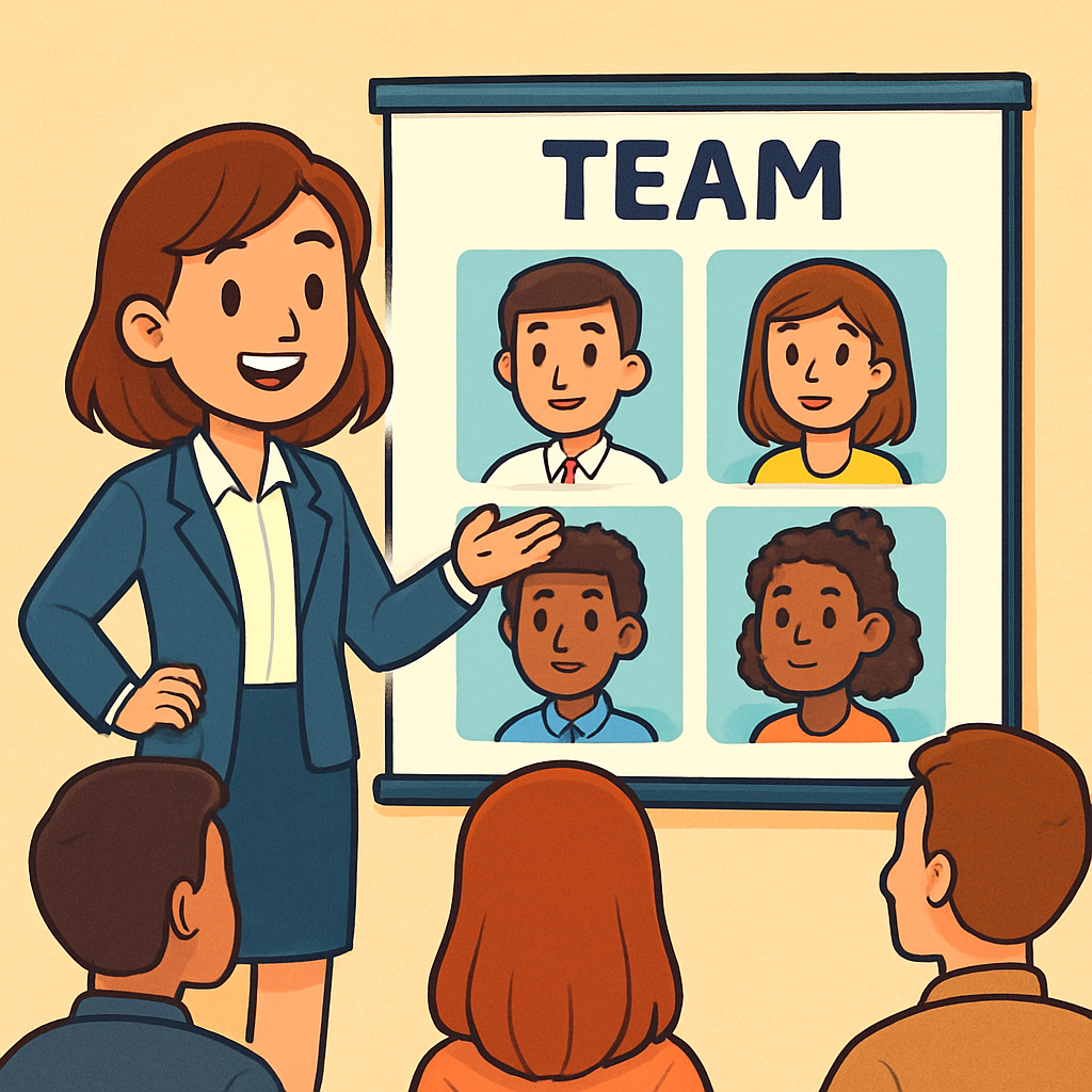 young professional presenting team