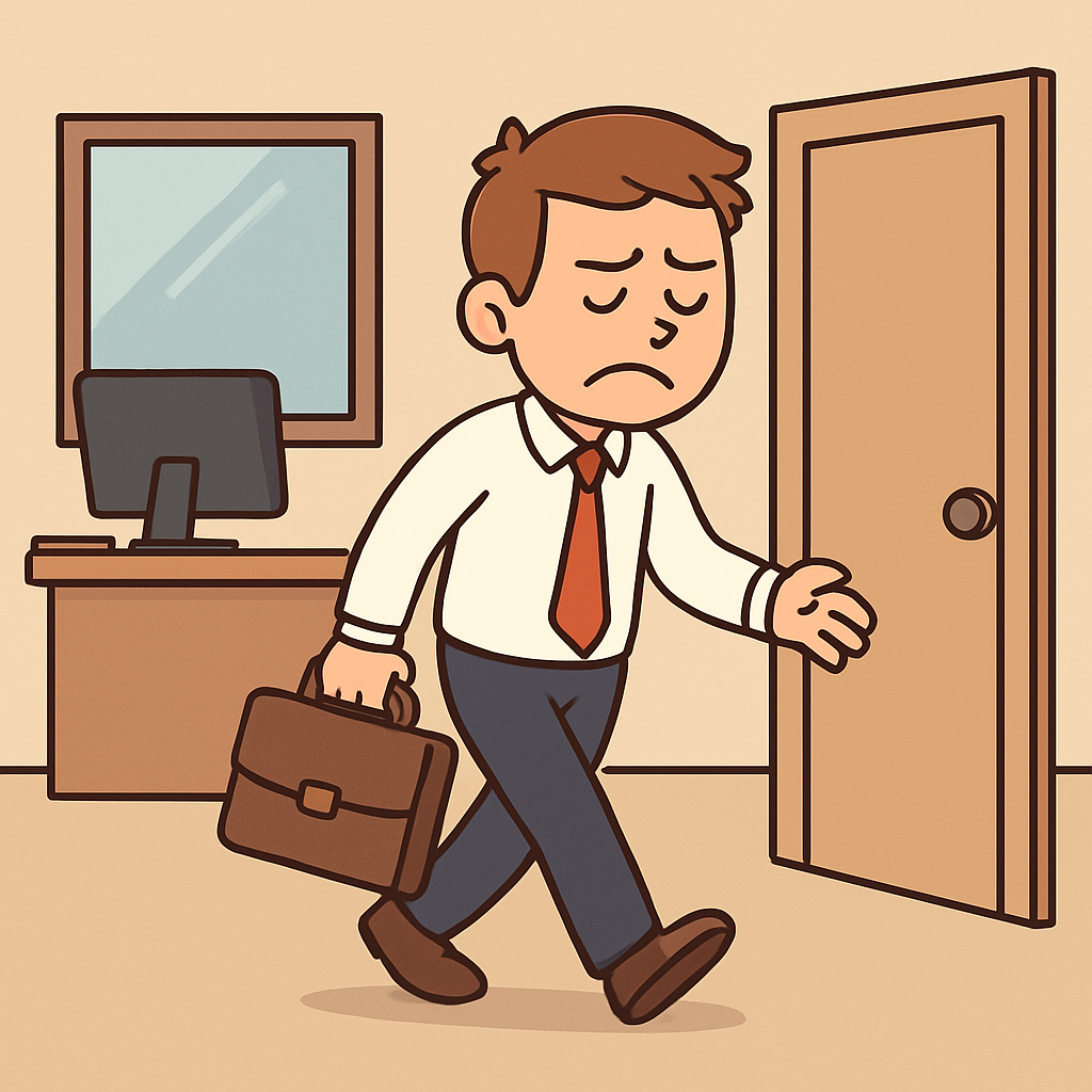 person upset leaving office