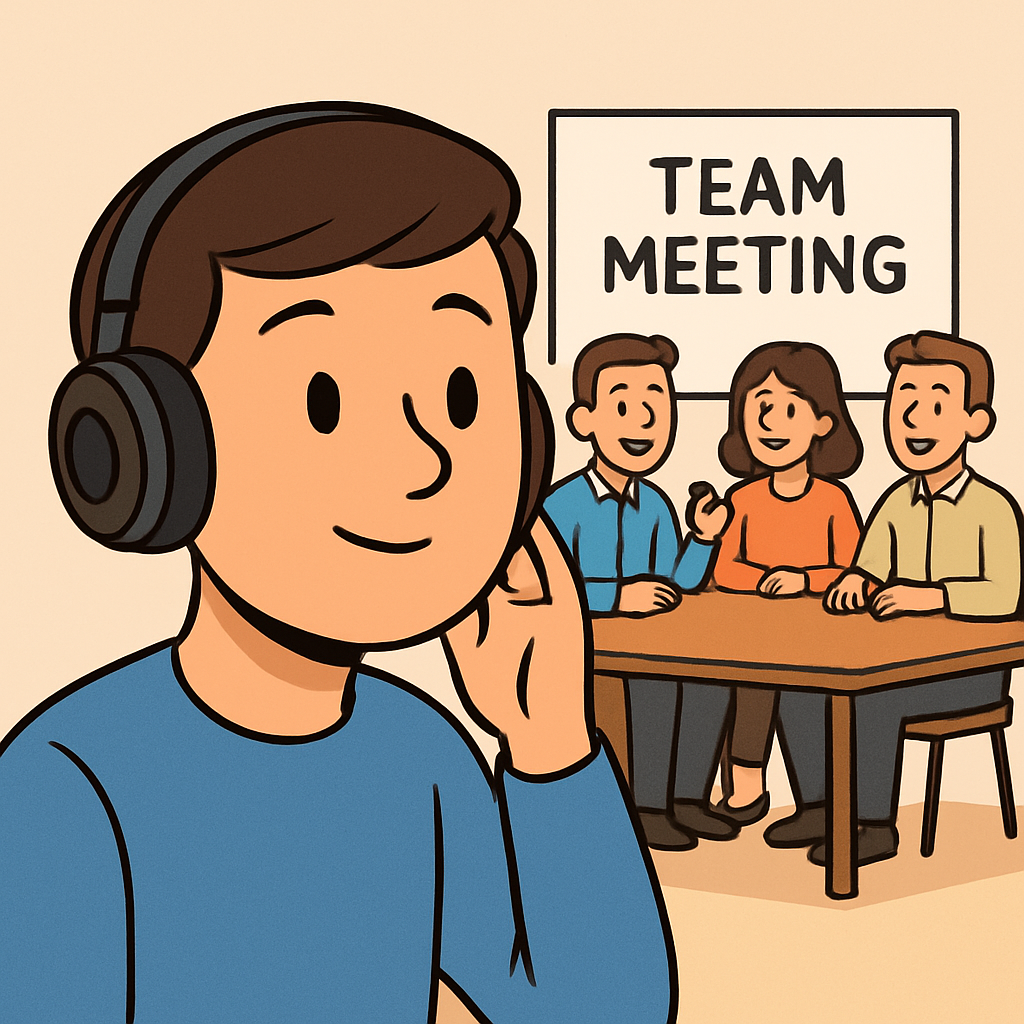 person listening team meeting