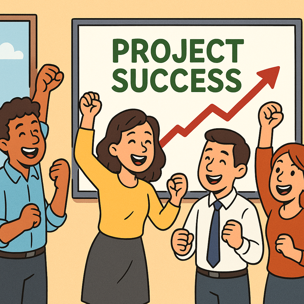 coworkers celebrating project success