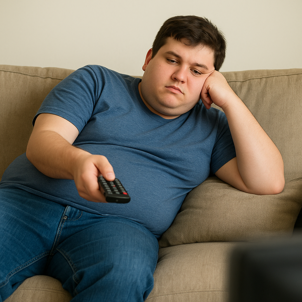 A young adult doing nothing on a couch.