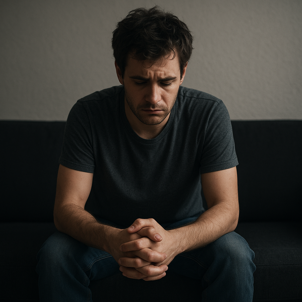 A guy in depression because he doesn't feel loved.