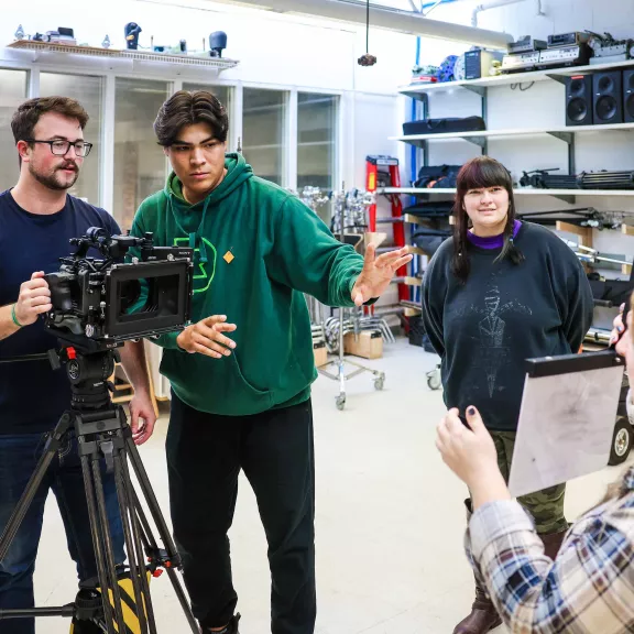 Student working on a film